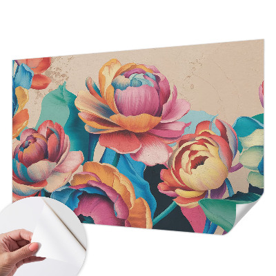 Nursery wall mural with a floral harmony design