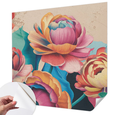 Nursery wall mural with a floral harmony design