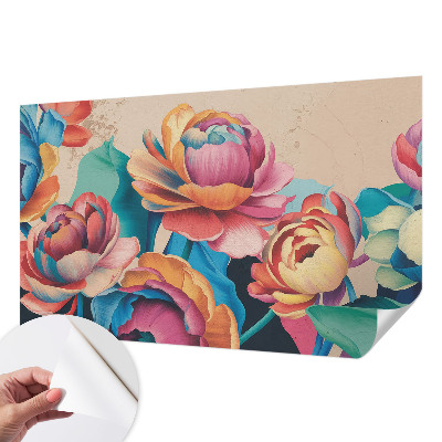 Nursery wall mural with a floral harmony design