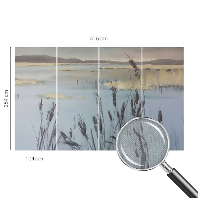 3D wall mural featuring a calm lake scene