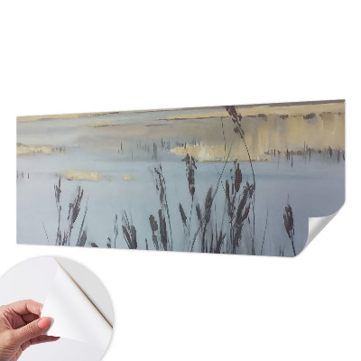 3D wall mural featuring a calm lake scene
