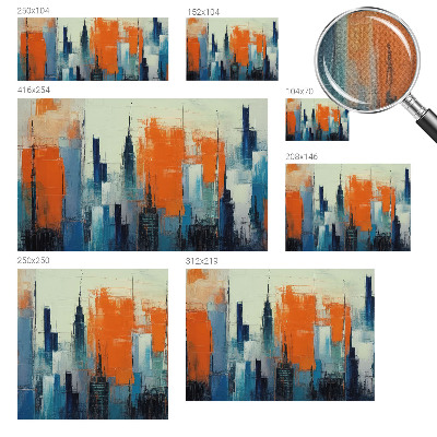 Children's wall mural with an abstract city design