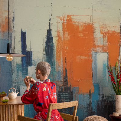 Children's wall mural Abstract city