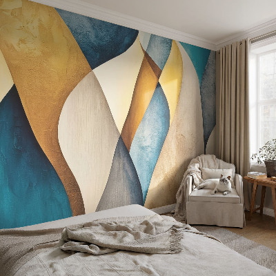 Peel and stick wall mural with a wavy abstract design