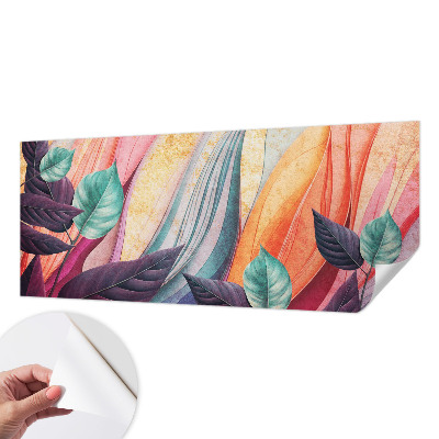Peel and stick wallpaper mural with an abstract leaves design