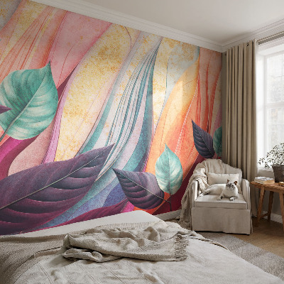 Peel and stick wallpaper mural Abstract leaves