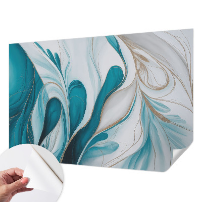 Self-adhesive wall mural with fluid pattern