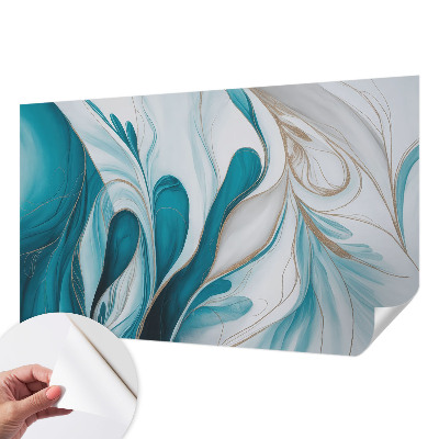 Self-adhesive wall mural with fluid pattern