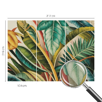 Stick-on wall mural with an exotic leaves design
