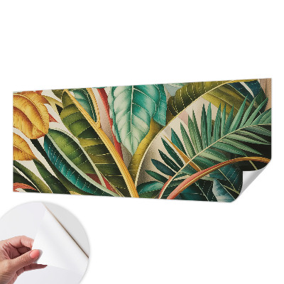 Stick-on wall mural with an exotic leaves design