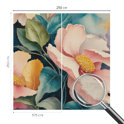 Removable wall mural wallpaper with a floral design