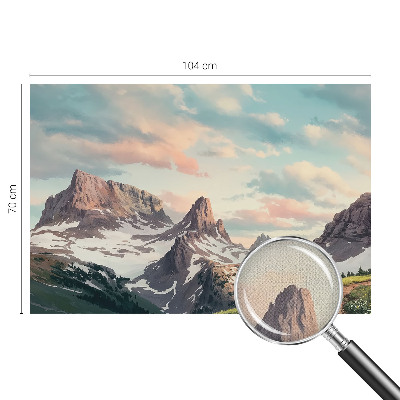 Removable wall mural with a mountain panorama design