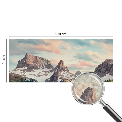 Removable wall mural with a mountain panorama design