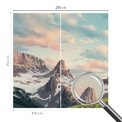 Removable wall mural with a mountain panorama design