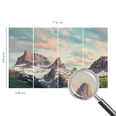 Removable wall mural with a mountain panorama design