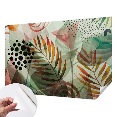 Peel and stick wall mural for living room Abstract leaves