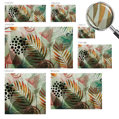 Peel and stick wall mural for living room with an abstract leaves design