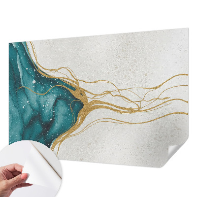 Peel and stick wall mural for bedroom Turquoise lines
