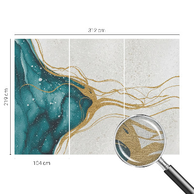 Peel and stick wall mural for bedroom Turquoise lines