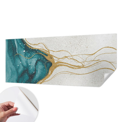 Peel and stick wall mural for bedroom Turquoise lines