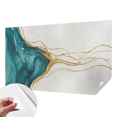 Peel and stick wall mural for bedroom Turquoise lines