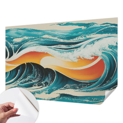 3D wall mural with an abstract waves design
