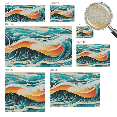 3D wall mural with an abstract waves design