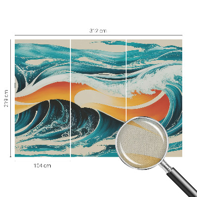 3D wall mural with an abstract waves design