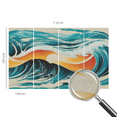 3D wall mural with an abstract waves design