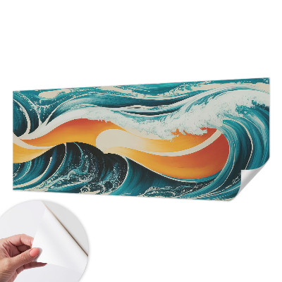 3D wall mural with an abstract waves design