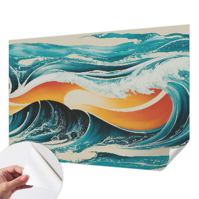 3D wall mural with an abstract waves design