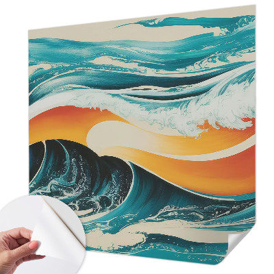 3D wall mural with an abstract waves design