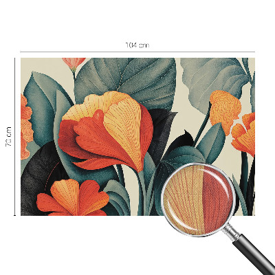 Nursery wall mural with colorful flower illustrations