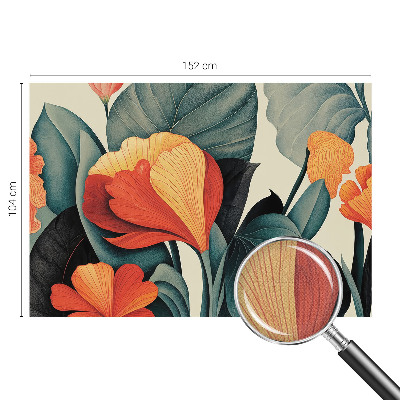 Nursery wall mural with colorful flower illustrations