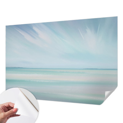 Children's wall mural with a calm sea scene