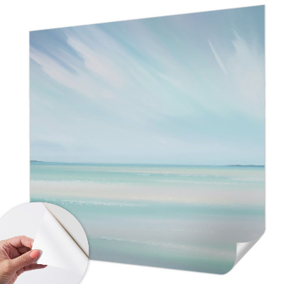 Children's wall mural with a calm sea scene