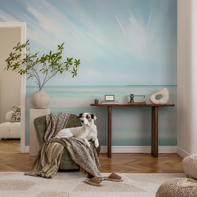 Children's wall mural with a calm sea scene