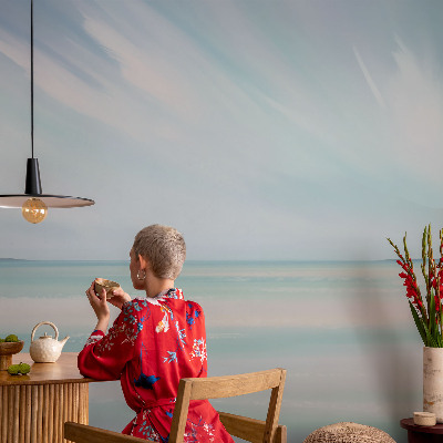 Children's wall mural with a calm sea scene