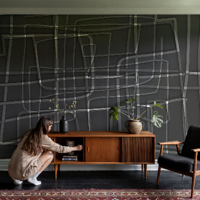 Peel and stick wall mural with an abstract lines design