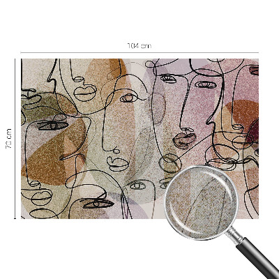 Self-adhesive wall mural with a linear faces design