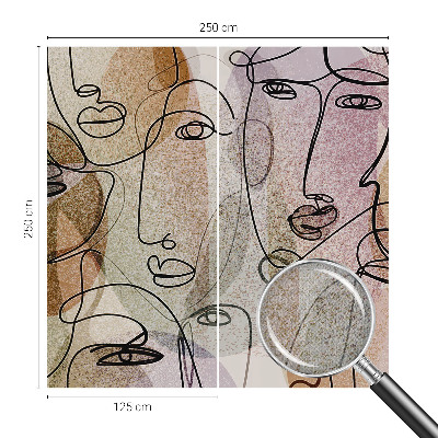 Self-adhesive wall mural with a linear faces design