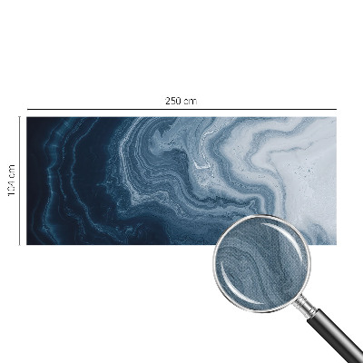 Peel and stick wallpaper mural with a blue wave pattern