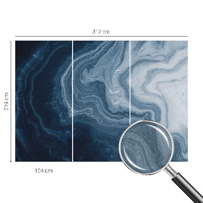 Peel and stick wallpaper mural with a blue wave pattern