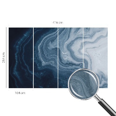 Peel and stick wallpaper mural with a blue wave pattern