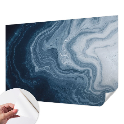 Peel and stick wallpaper mural with a blue wave pattern