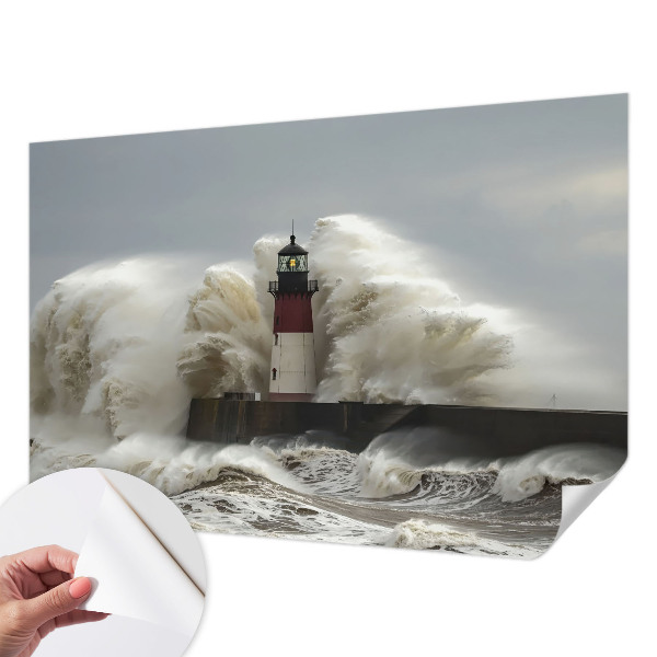 Stick-on wall mural with a sea waves design