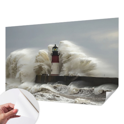 Stick-on wall mural with a sea waves design