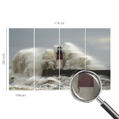 Stick-on wall mural with a sea waves design