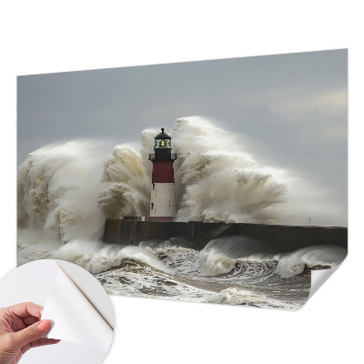 Stick-on wall mural with a sea waves design