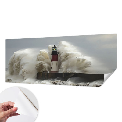 Stick-on wall mural with a sea waves design